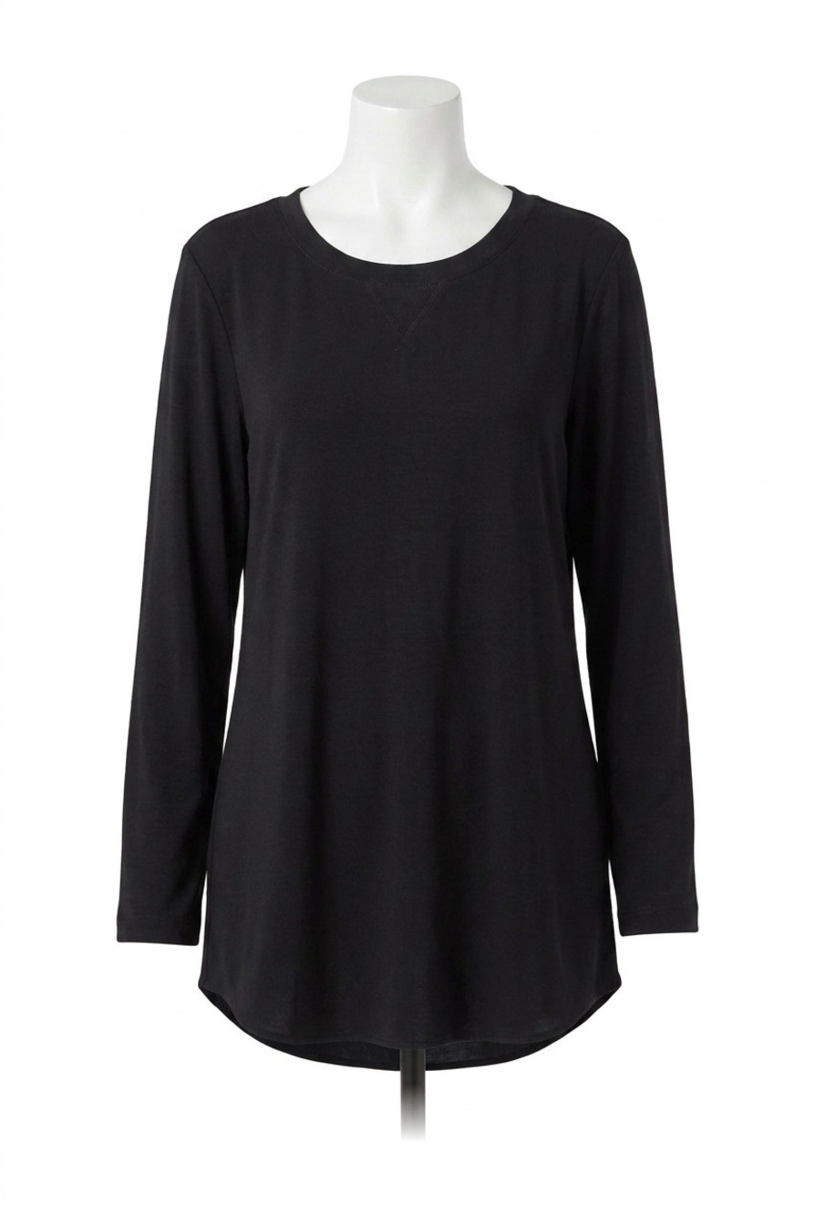 NEW LYSSE layla mixed media top in black